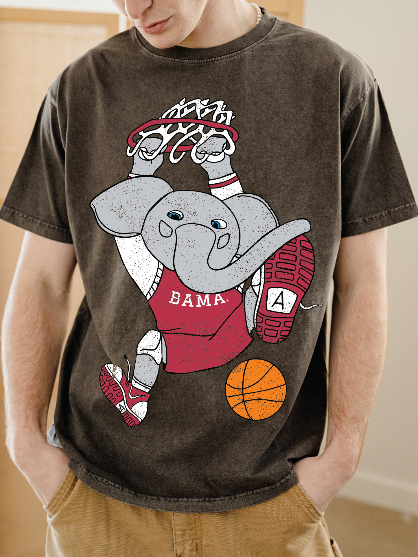 Bama Crimson Tide Double Baller Asphalt Heavyweight Tee