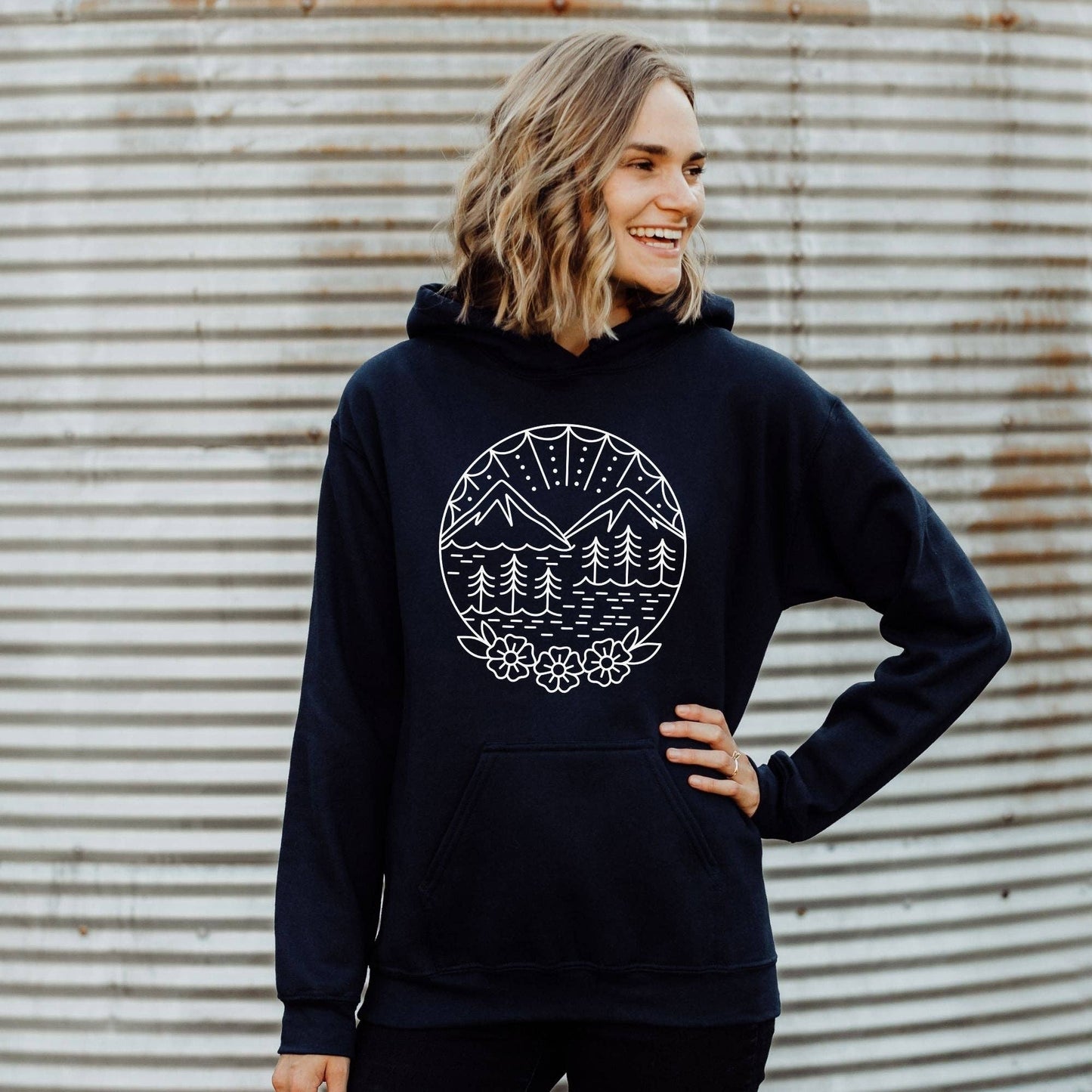 Traditional Mountain Scene Crewneck Sweatshirt Hoodie 73