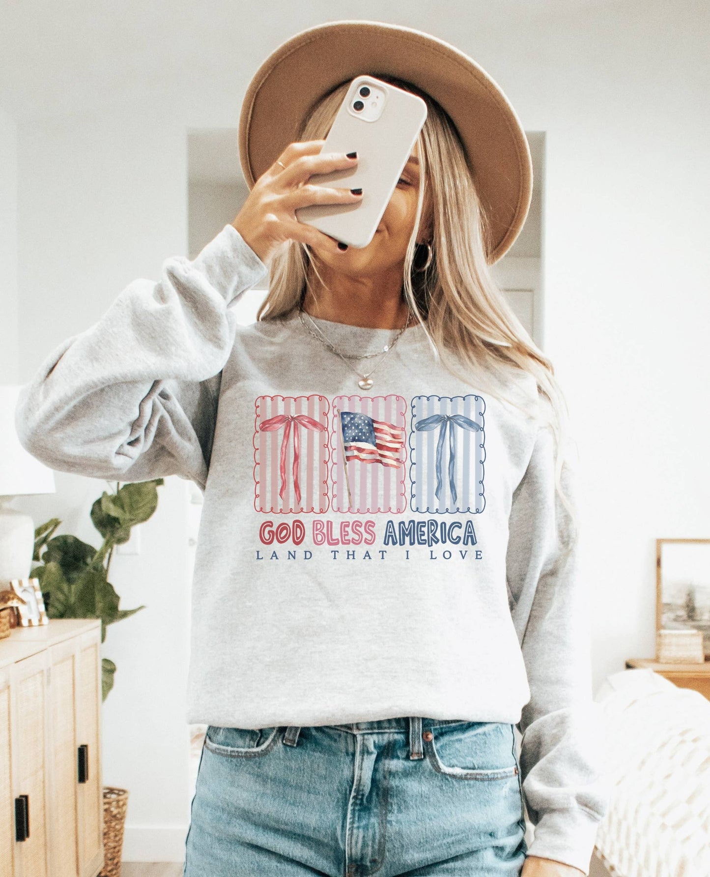 God Bless America Stamps Crew Neck Sweatshirt