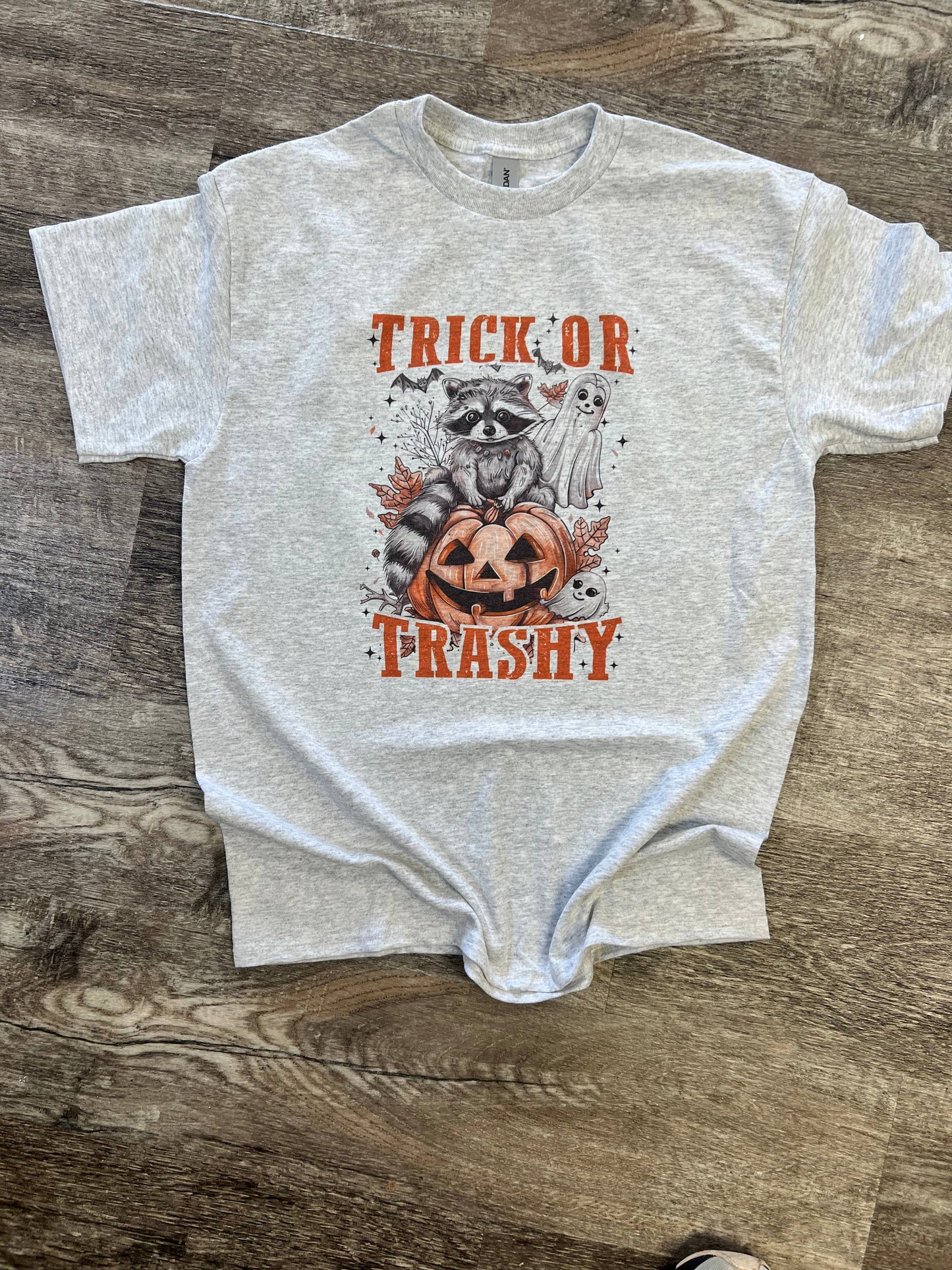 Trick or Trashy Raccoon On Ash Gray Tee