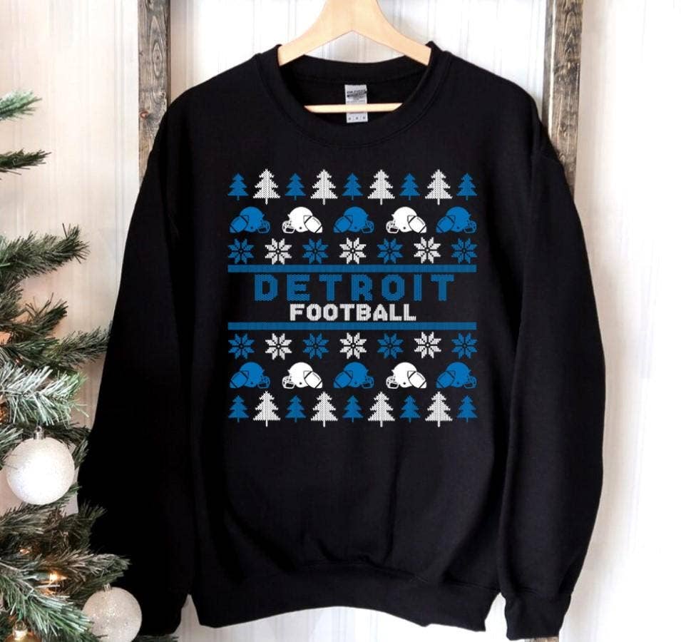 Retro Detroit Football Christmas Sweatshirt Vintage Gift