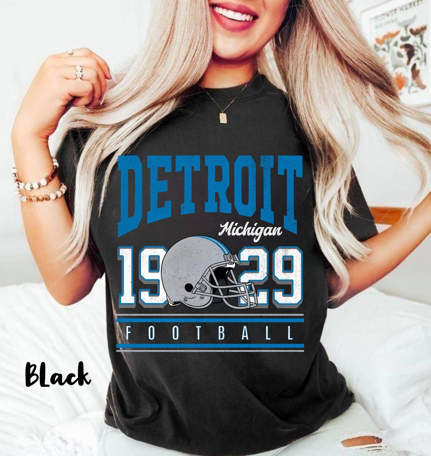 Vintage Detroit Football Shirt Retro Lions Tee Michigan Gift
