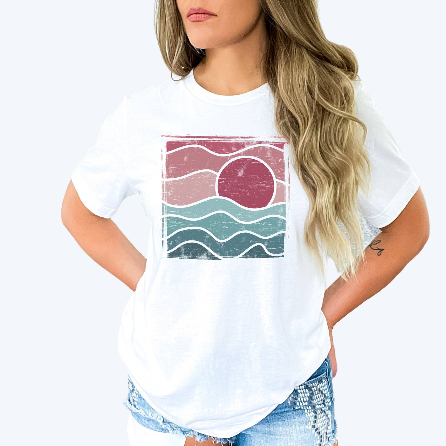 Wavy Sunset Tee | Summer | Sizes XS-2XL