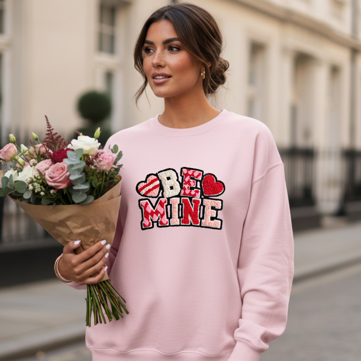 Be Mine Faux Patch | Unisex Crewneck Sweatshirt [Gildan]