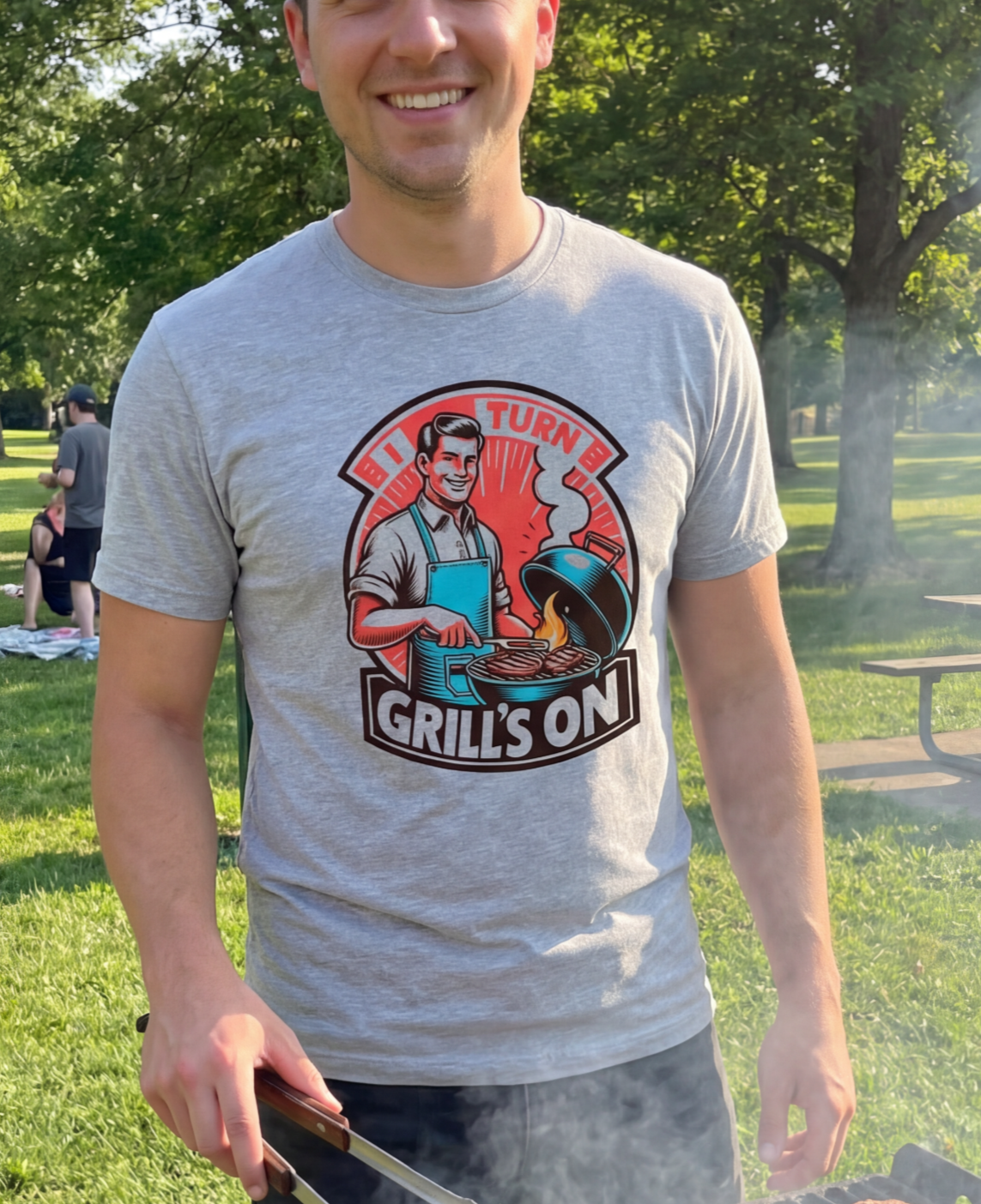 I Turn Grill's On / Grilling Bbq T-Shirt Multi Color Print