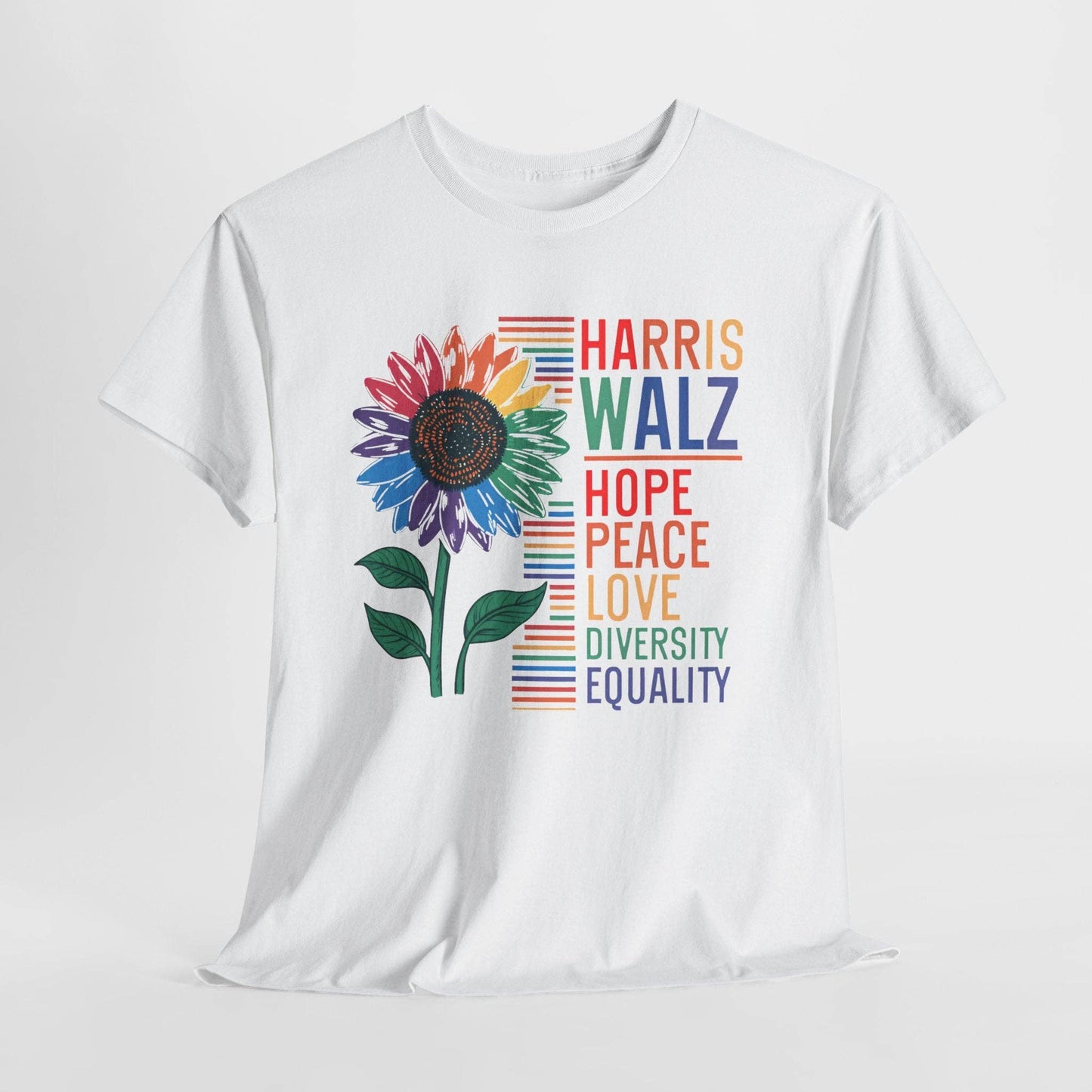 Rainbow Sunflower Kamala Harris-Walz Equality Tee