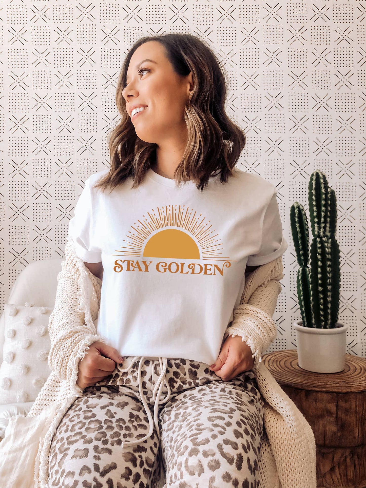 Stay Golden, Summer T-Shirt, Summertime Trendy Apparel