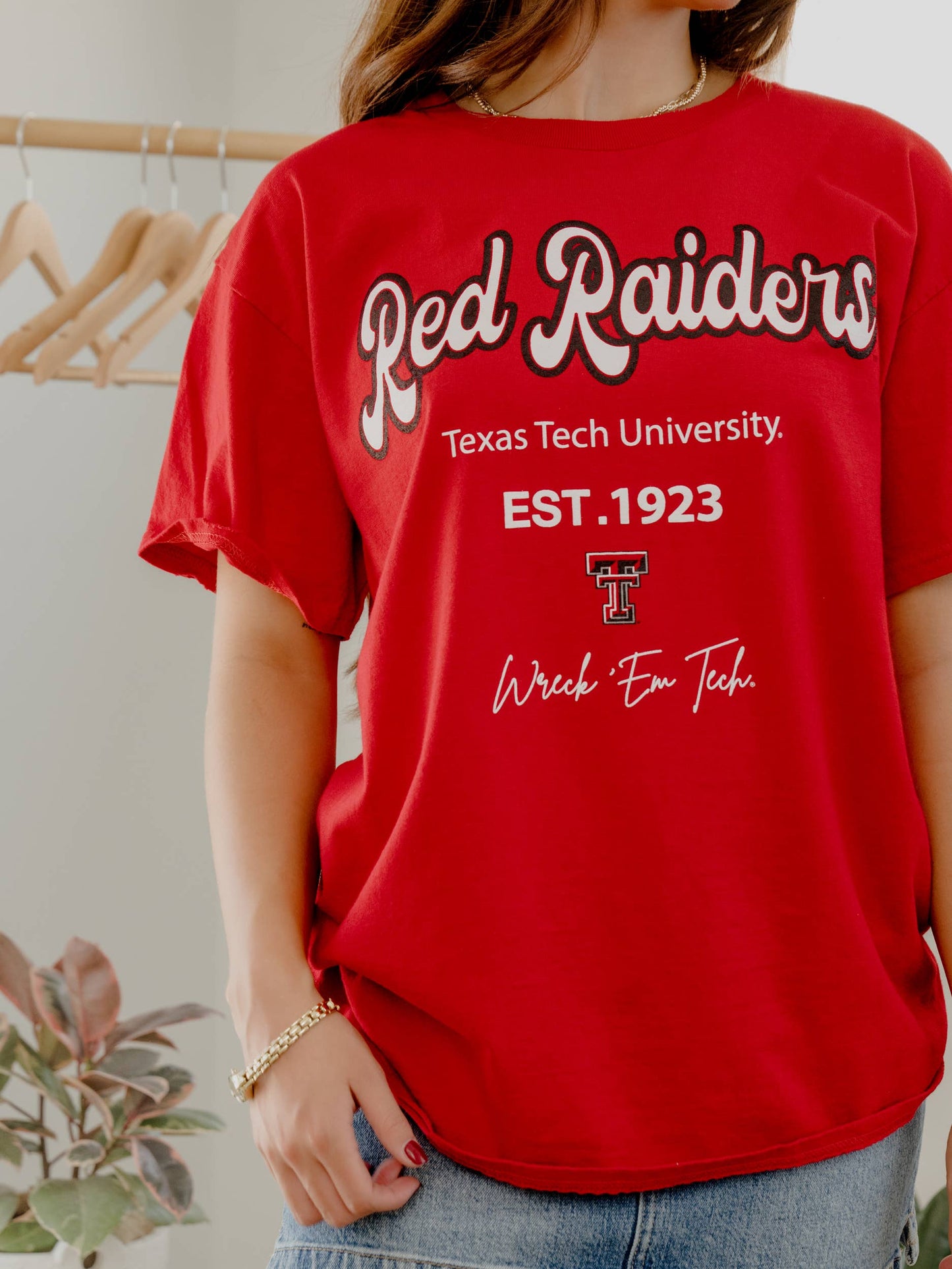 Texas Tech Red Raiders Letterman Red Thrifted Tee
