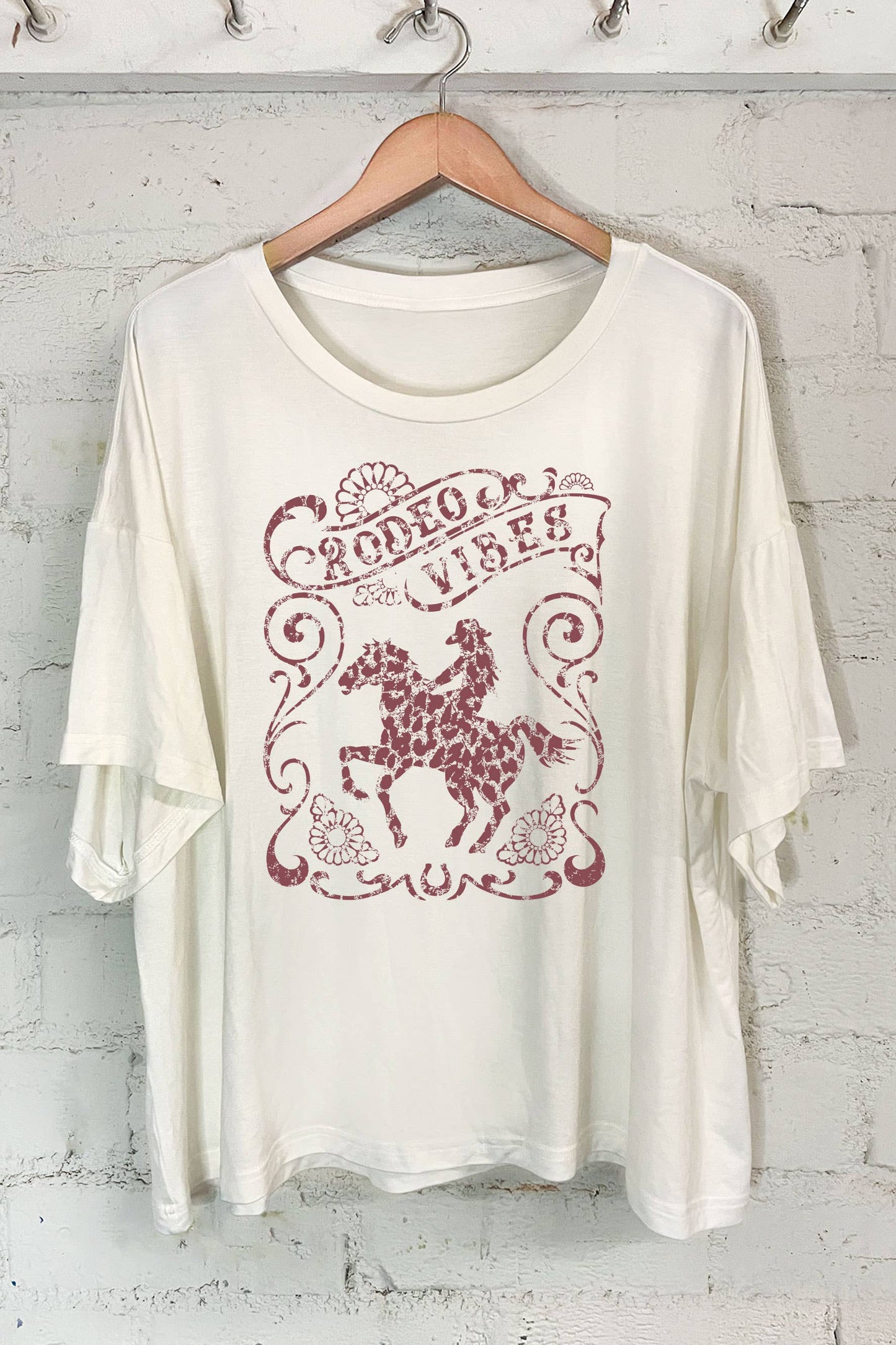 Rodeo Off Shoulder Screen Printed Women's T-Shirt