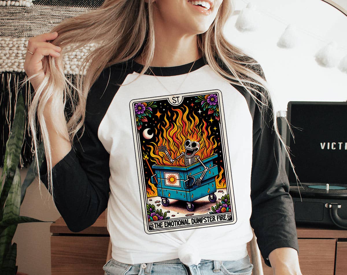 Emotional Dumpster - Funny Tarot Baseball T-Shirt