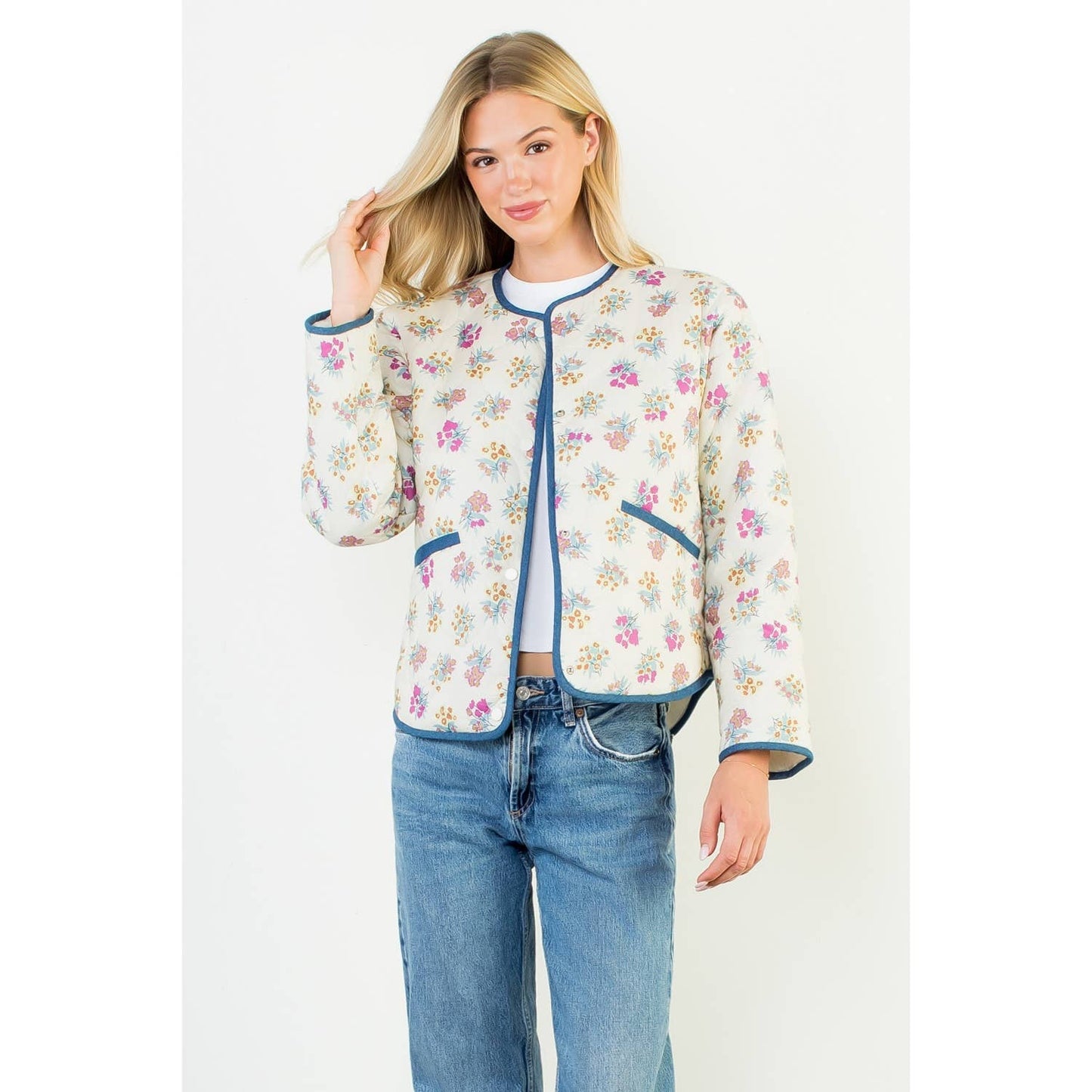 Floral Pattern Quilted Jacket