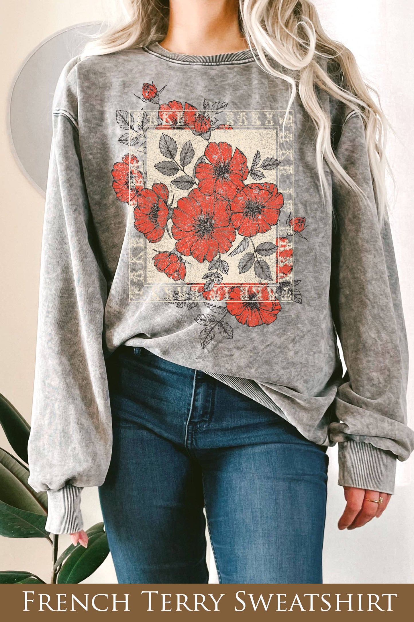 Take It Easy Vintage Flower Mineral Graphix Terry Sweatshirt