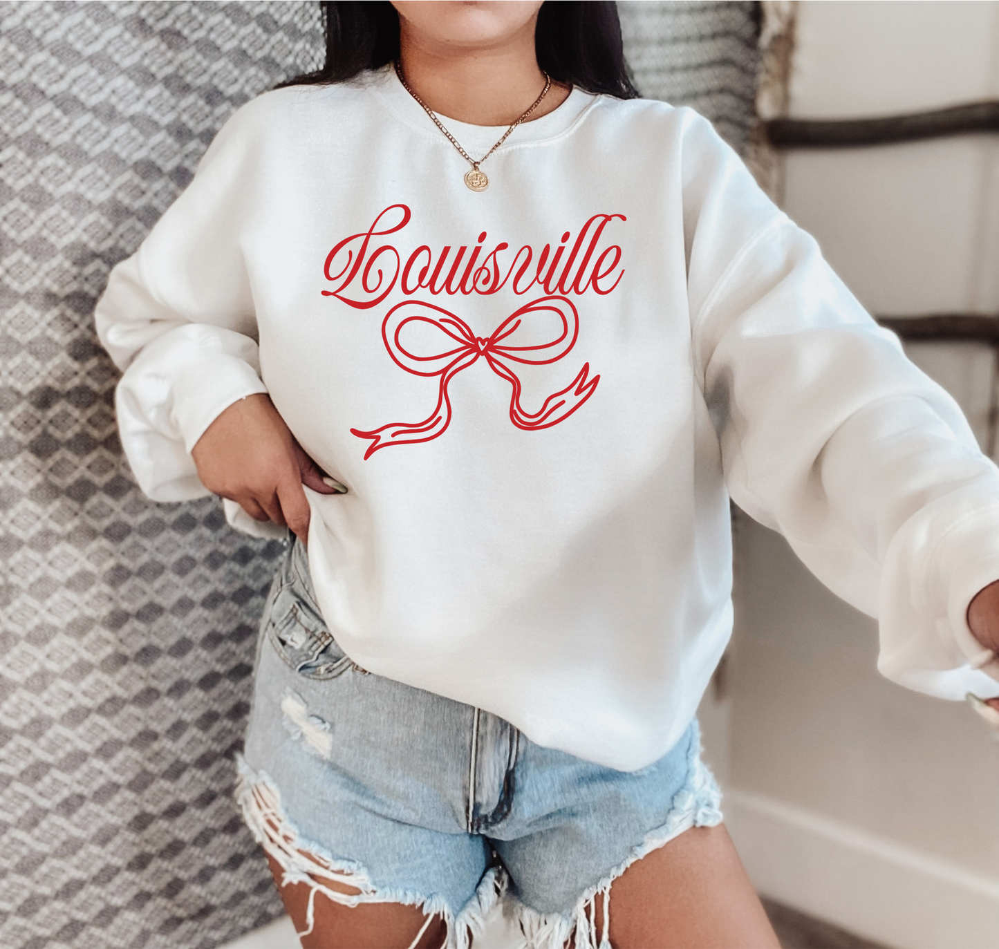 Bow Sweatshirt, Louisville Sweatshirt, Coquette, Game Day