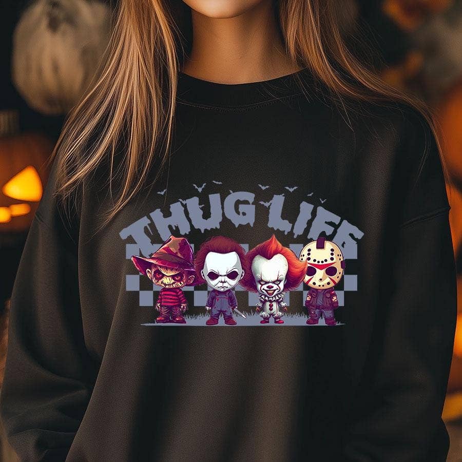 Thug Life Horror Movie Sweatshirt – Scary Killers Design