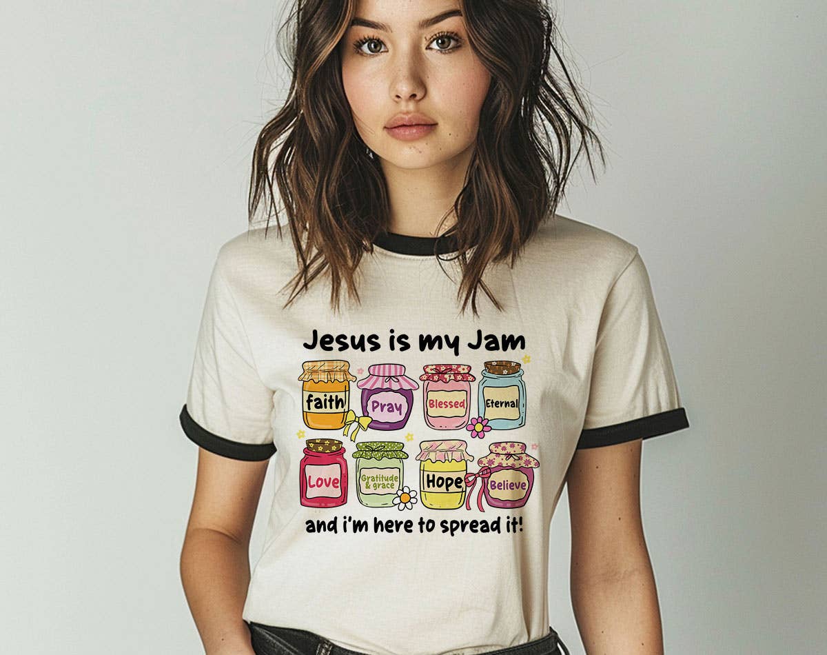 Jesus Is My Jam Cute Christian Faith Pray Ringer Shirt