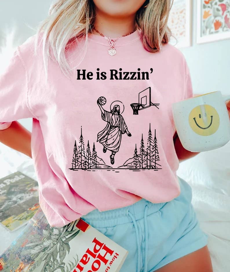 Trendy He Is Rizzin' 90s Jesus Funny Easter Meme Shirt