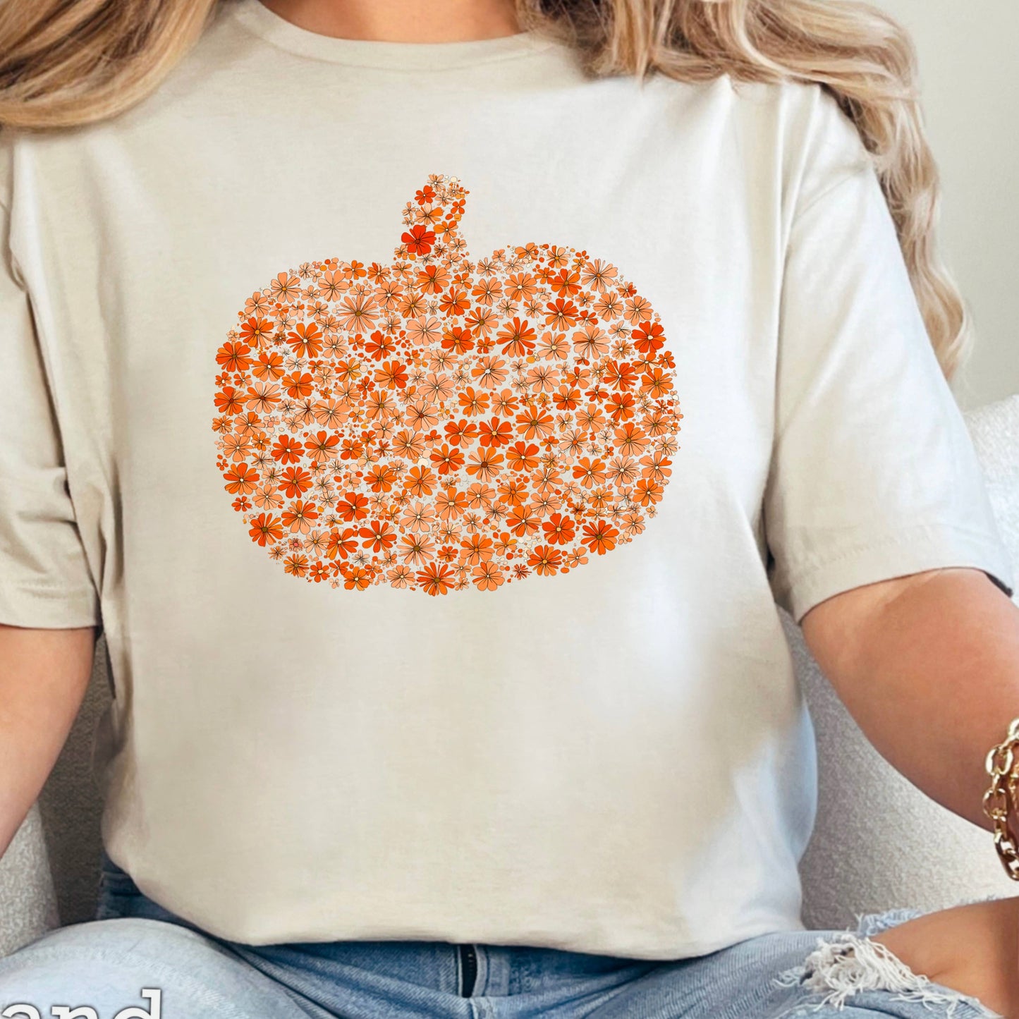 Fall Floral Pumpkin  Fall Women’S Graphic Tee | Gildan