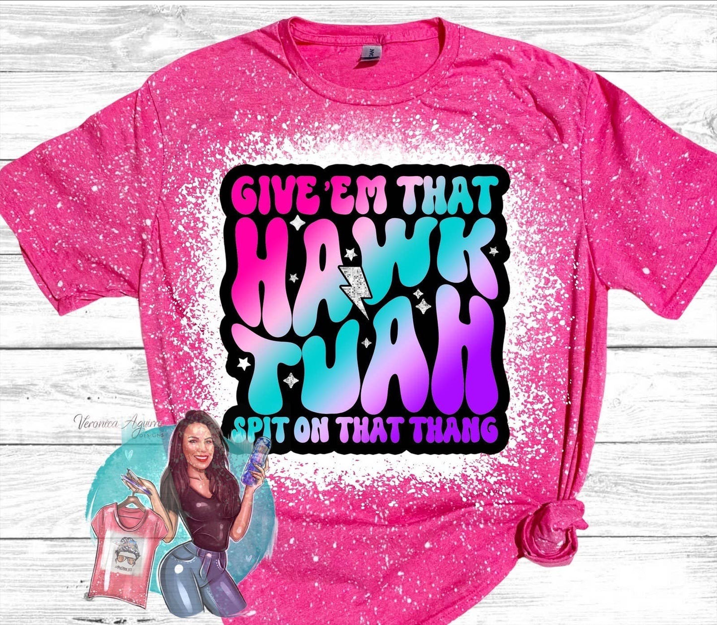 Hawk Tuah Spit On That Thang Tiktok Bleached T-Shirt