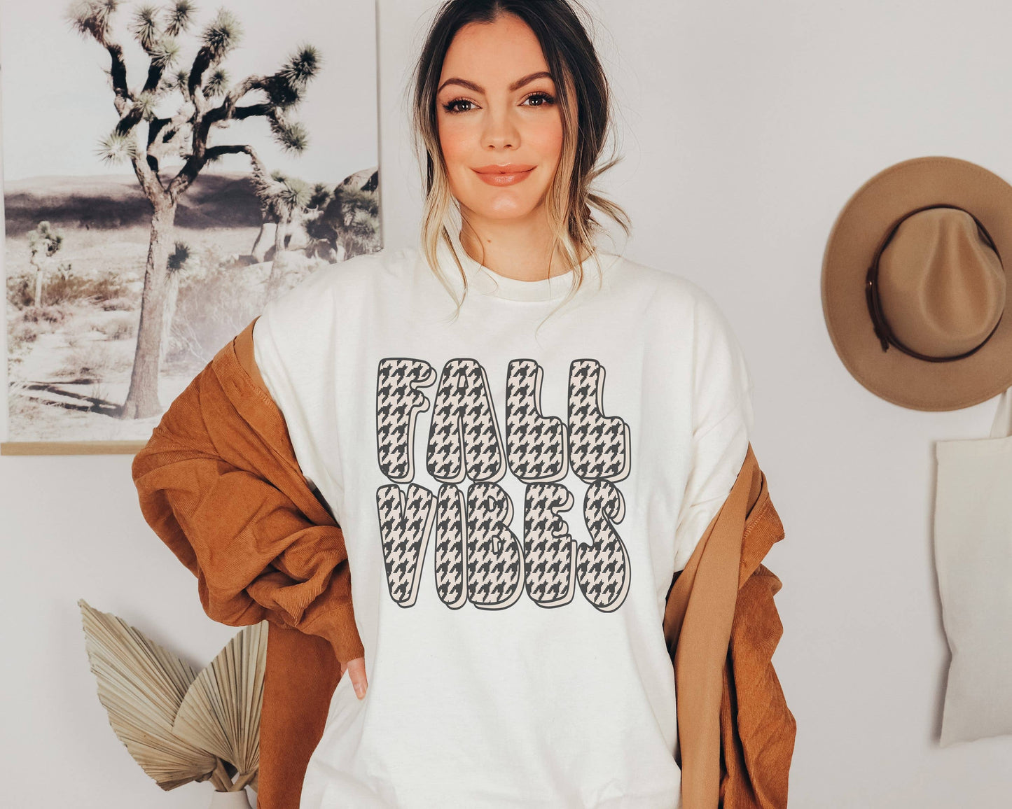 Fall Vibes Houndstooth Tee | Fall Shirt Graphic Tee