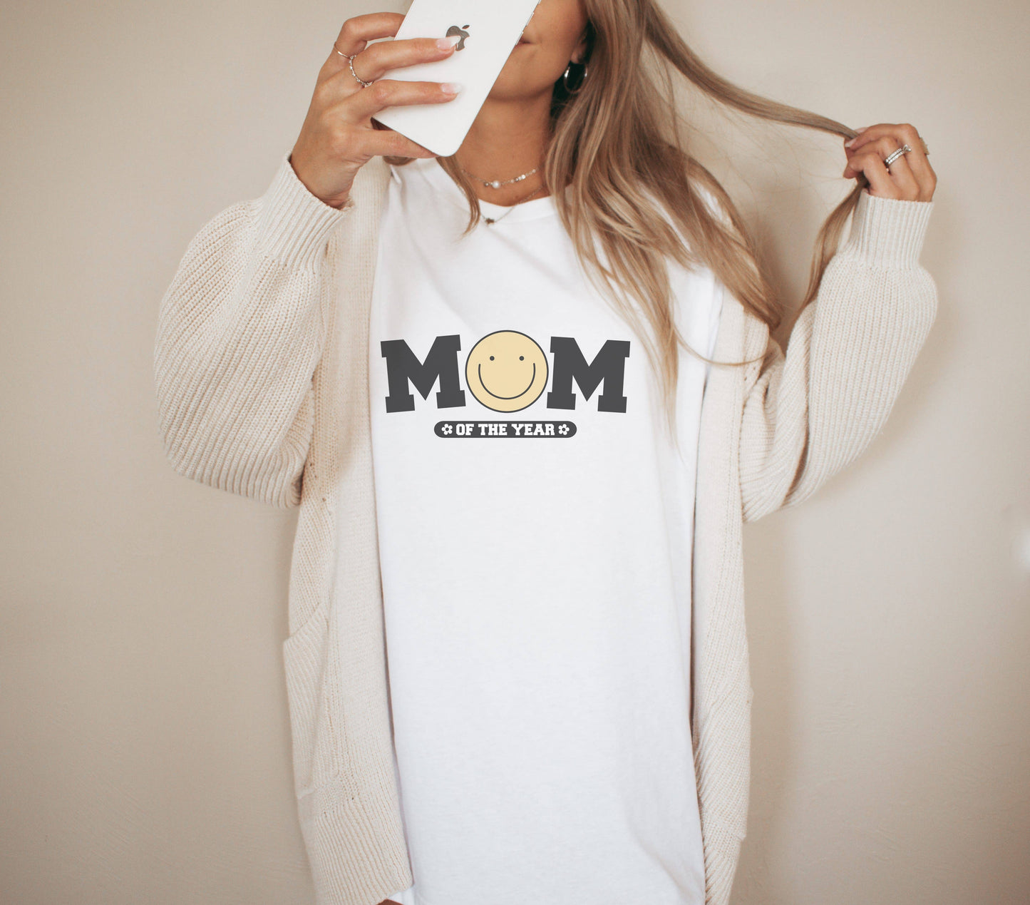 Mom of the Year Happy Face Graphic Tee | Mama Tee