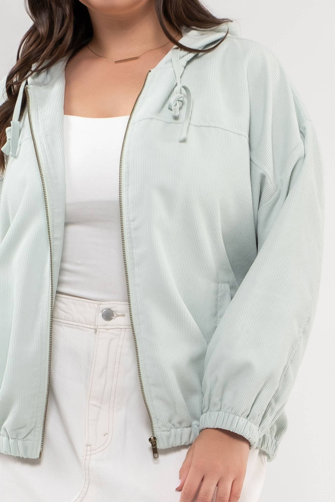 Plus Corduroy Zip Up Jacket