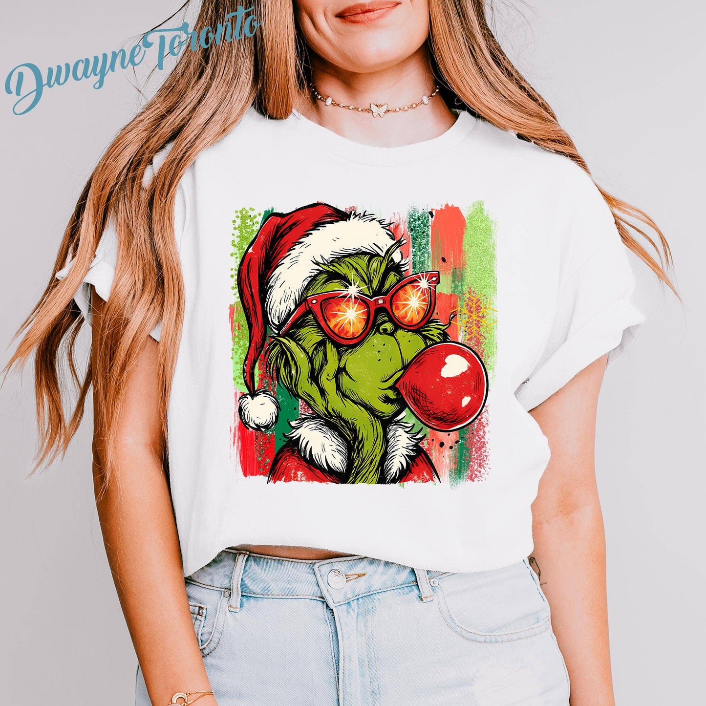 Preppy Glitter Grinchmas Christmas Trendy T-Shirt