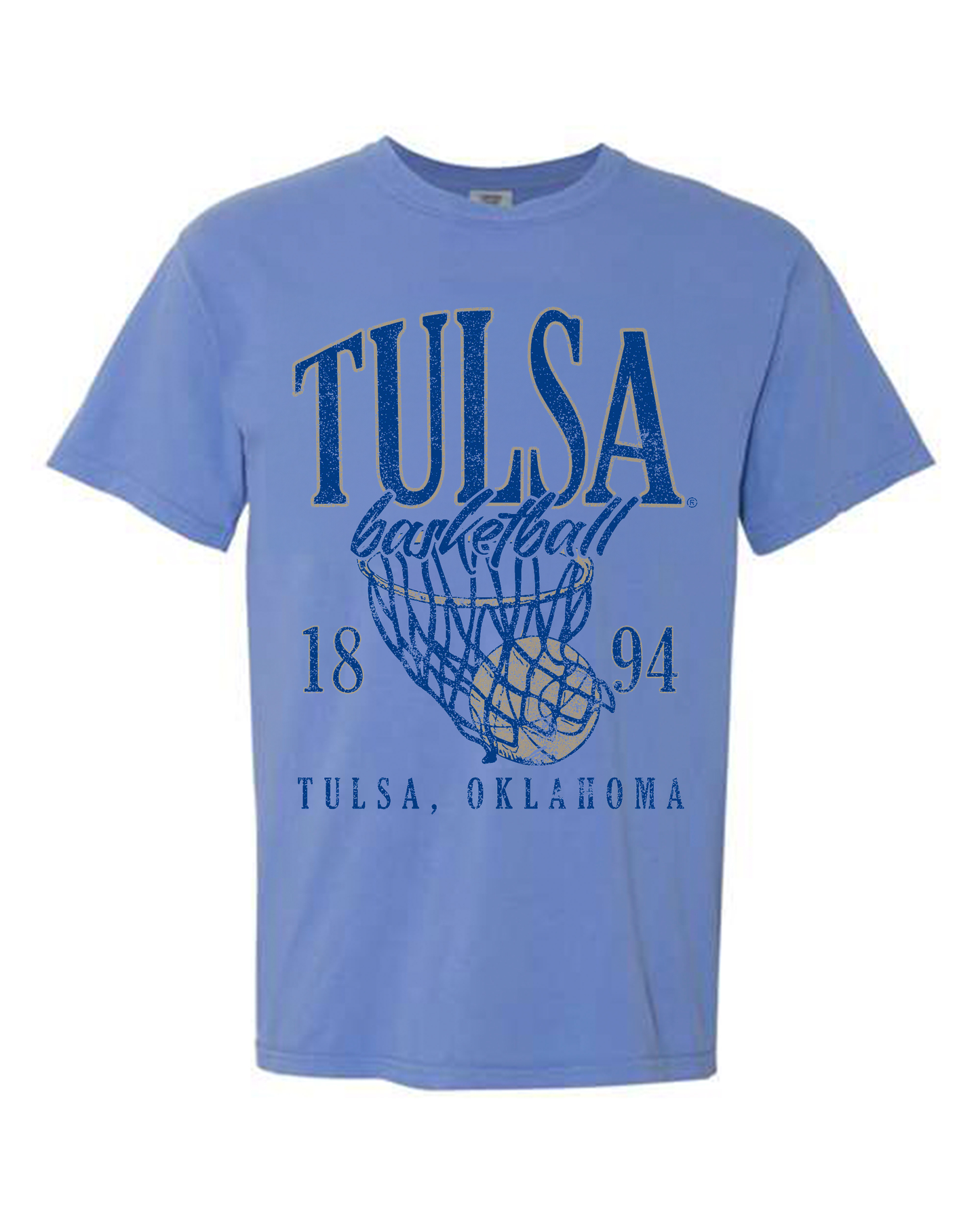 Tu Tulsa Hurricane Big Basketball Blue Cc Tee