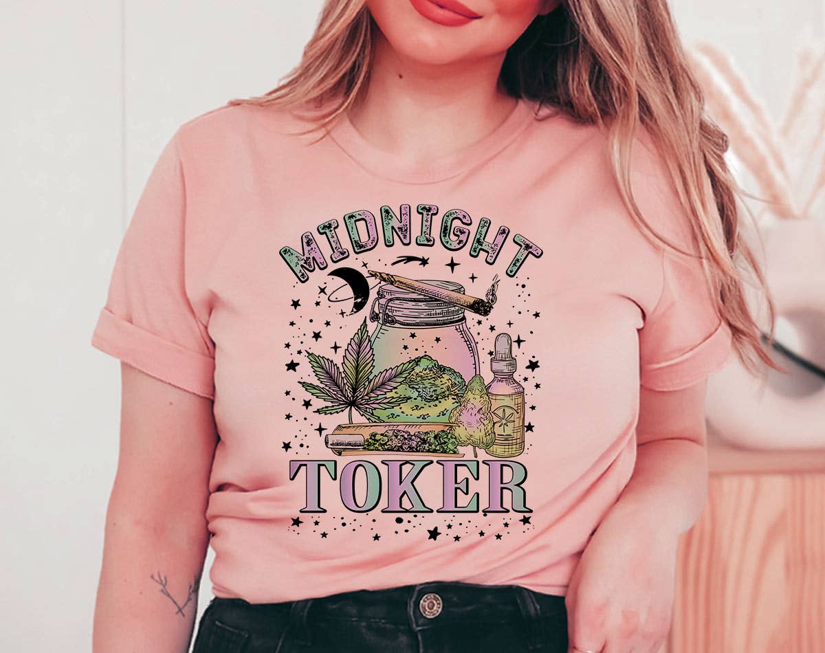 Midnight Toker Hippie -  Funny Hemp Weed Graphic Shirt
