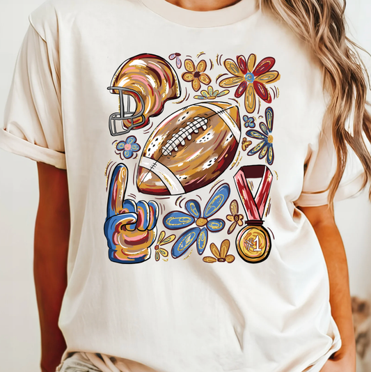 Fall Floral Bow Football Tee