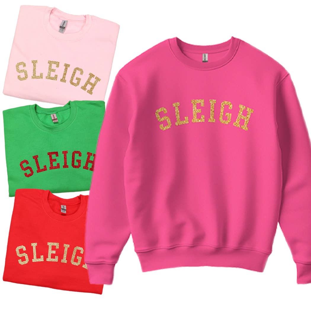 Sleigh Typography Glitter Logo Design Fleece Shirt