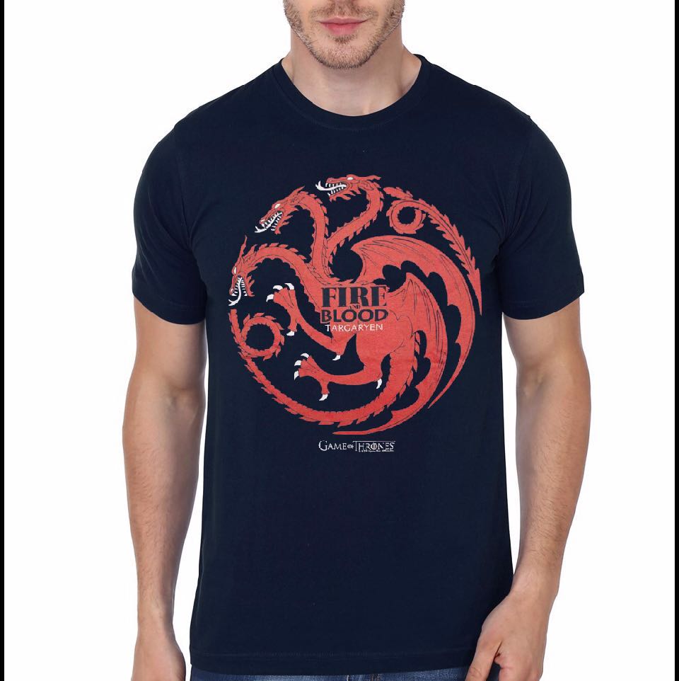 Fire & Blood Navy Blue Tee