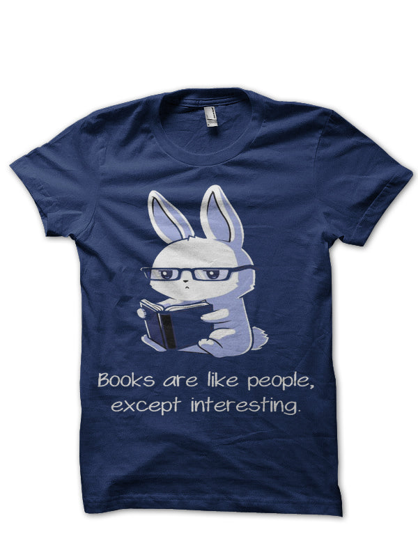 Books Are Like People Navy Blue Half Sleeve T-Shirt