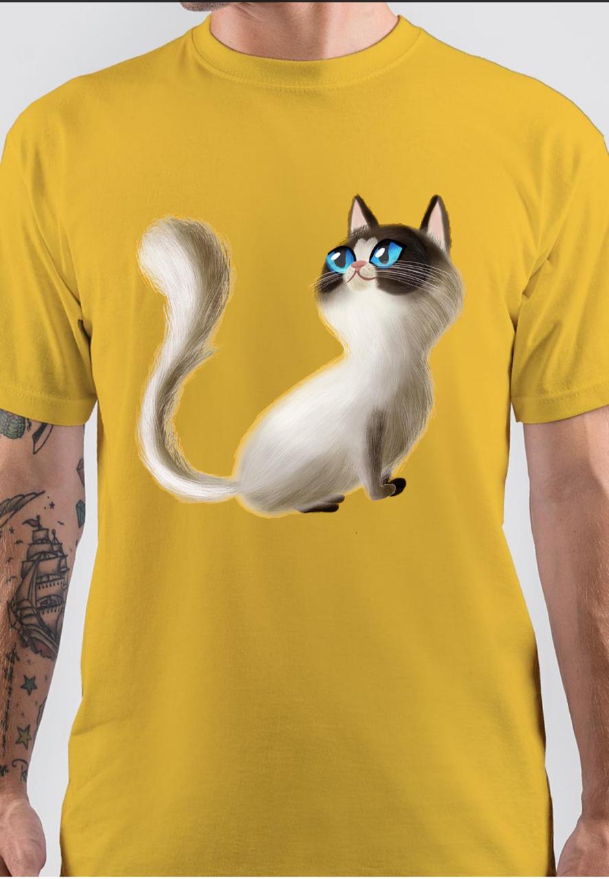 Blue Eye Cat Yellow T-Shirt