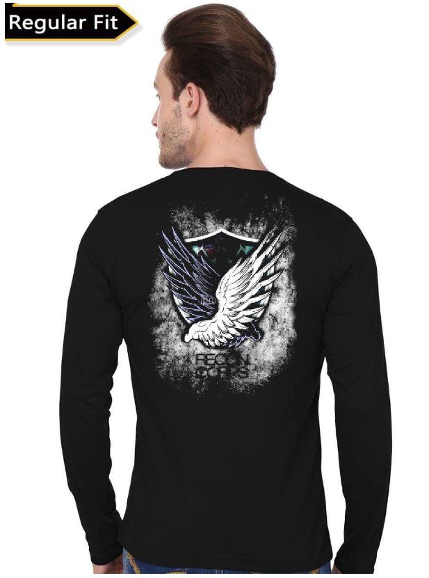 Wings Of Freedom Full Sleeve Black T-Shirt