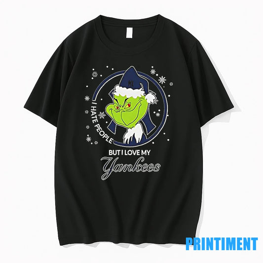 Christmas Grinch Santa I Hate People But I Love My New York Yankees Christmas Tshirts