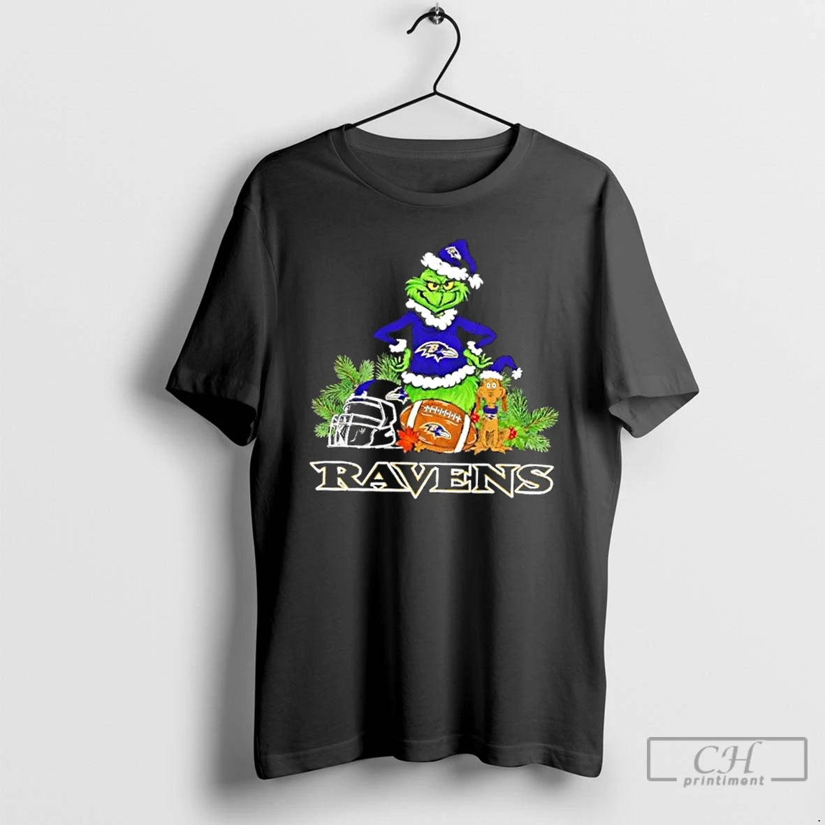 Classic Baltimore Ravens Football X Grinch Merry Christmas Graphic
