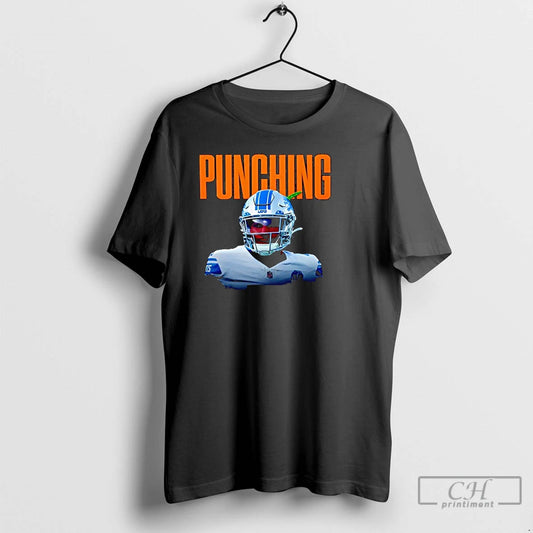 Classic Brian Branch Punching Detroit Lions T Shirts