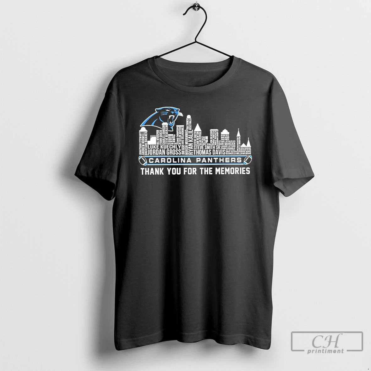 Classic Carolina Panthers Players Names City Skyline Thank You For The Memories T Shirts Sweater