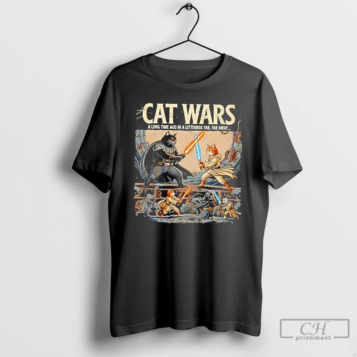 Classic Cat Wars A Long Time Ago In A Litterbox Far Far Away T Shirts