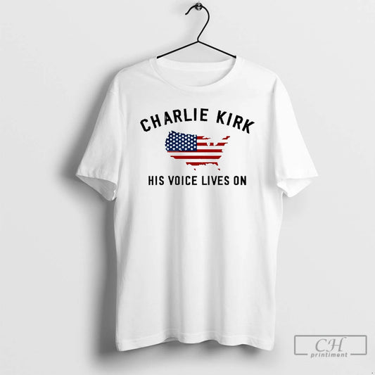 Classic Charlie Kirk His Voice Lives On Printed Casual T Shirts