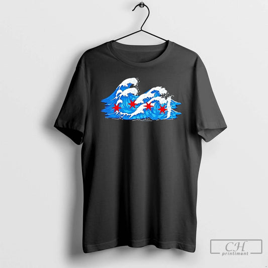 Classic Chicago Tsunami Wave State Flag T Shirts