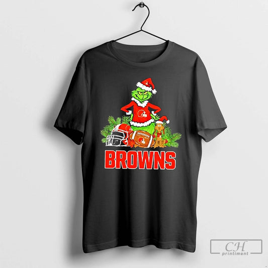 Classic Cleveland Browns Football X Grinch Merry Christmas Graphic