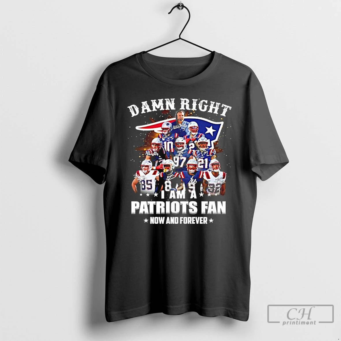 Classic Damn Right I Am A Patriots Fan Now And Forever Player Collage Christmas Tree