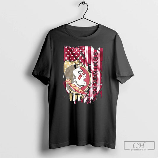 Classic Florida State Seminoles Football X American Flag