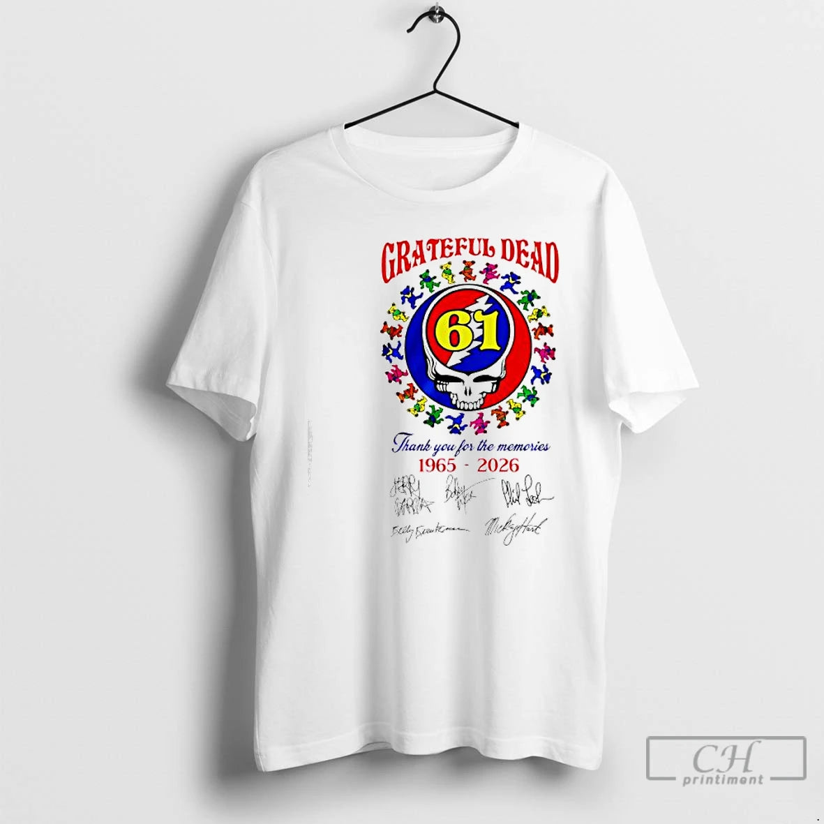 Classic Grateful Dead 61 Years 1965 2026 Thank You For The Memories Signatures T Shirts