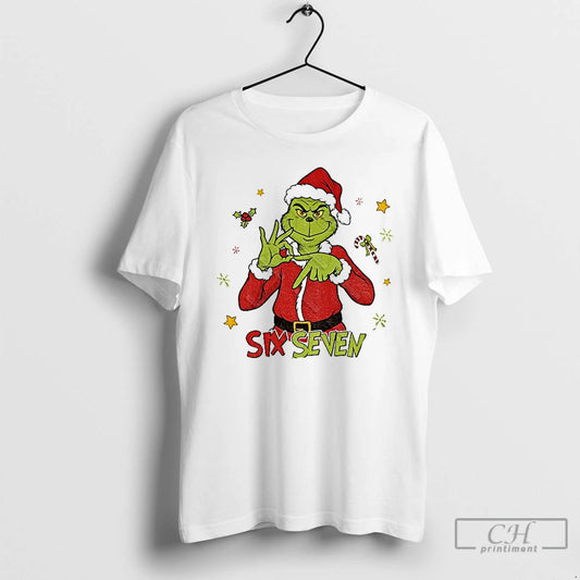 Classic Grinch Santa Six Seven 6 7 Meme Funny Christmas T Shirts