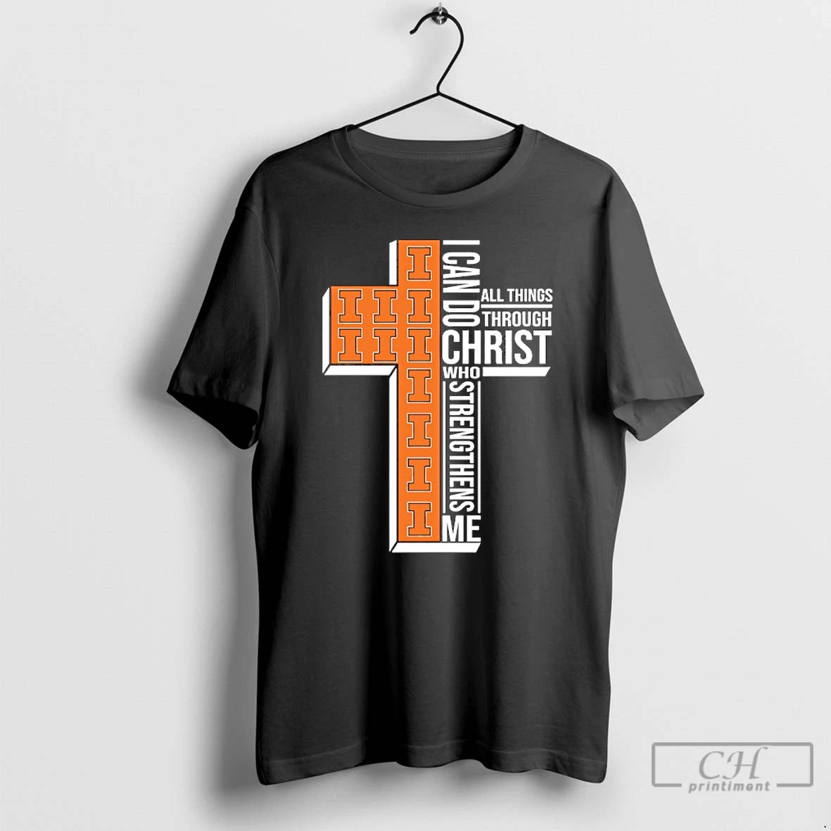 Classic Illinois Fighting Illini Cross I Can Do All Things Through Christ Who Strengthen Me