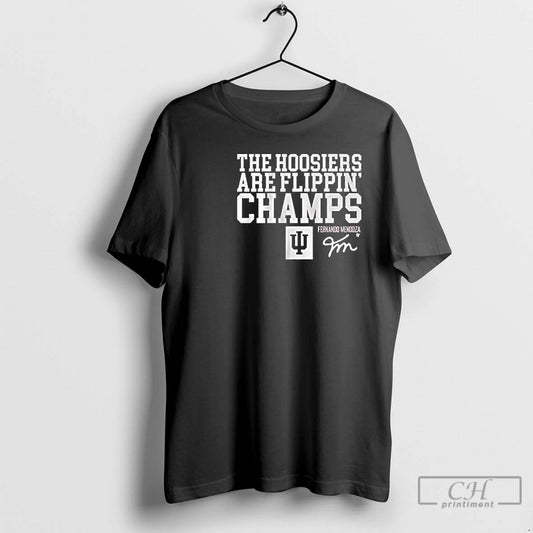 Classic Indiana Football Fernando Mendoza The Hoosiers Are Flippin Champs Circle Black T Shirts Sweater