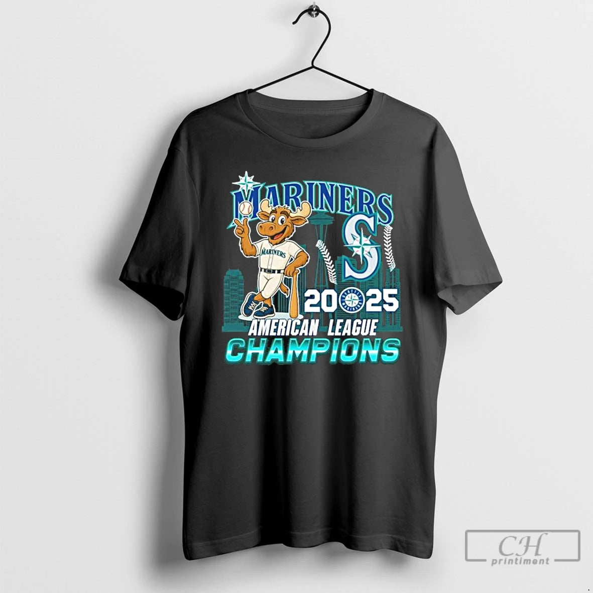 Classic Mariner Moose Seattle Mariners 2025 American League Champions T Shirts