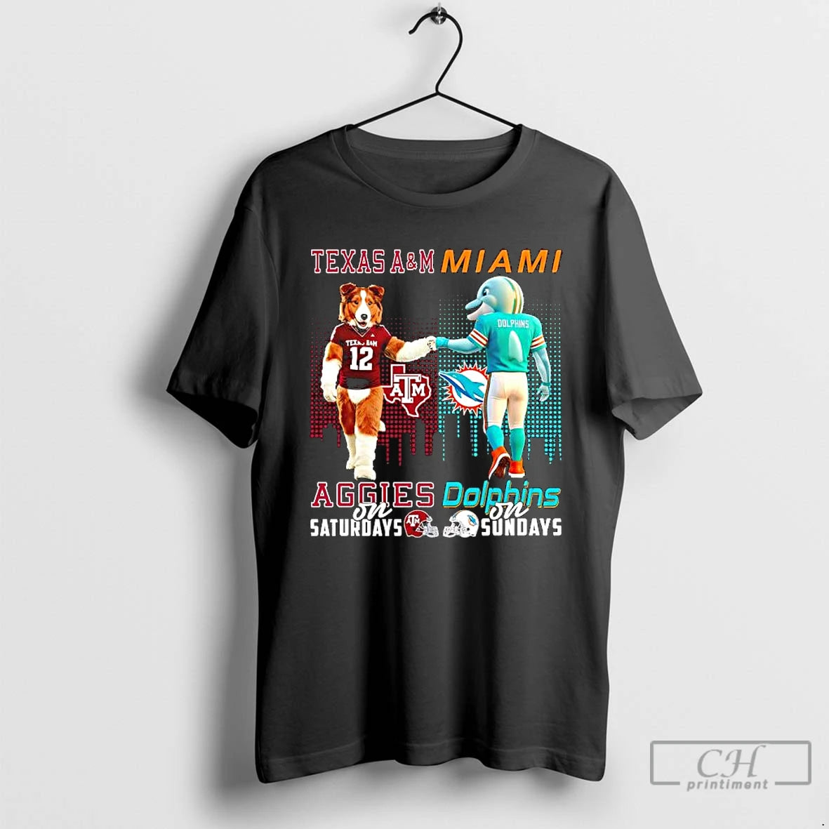 Classic Mascot Of Texas Am Aggies On Saturdays And Miami Dolphins On Sundays T Shirts